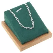 Porte bijoux pour collier - rectangle incliné - 7.5x6 cm Bambou - Suédine Vert x1