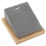 Porte bijoux pour collier - rectangle incliné - 7.5x6 cm Bambou - Suédine Gris x1