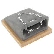Porte bijoux pour collier - rectangle incliné - 7.5x6 cm Bambou - Suédine Gris x1
