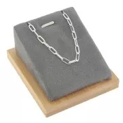 Porte bijoux pour collier - rectangle incliné - 7.5x6 cm Bambou - Suédine Gris x1