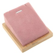 Porte bijoux pour collier - rectangle incliné - 7.5x6 cm Bambou - Suédine Rose x1|raw }}