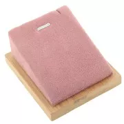 Porte bijoux pour collier - rectangle incliné - 7.5x6 cm Bambou - Suédine Rose x1