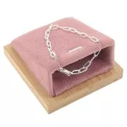 Porte bijoux pour collier - rectangle incliné - 7.5x6 cm Bambou - Suédine Rose x1