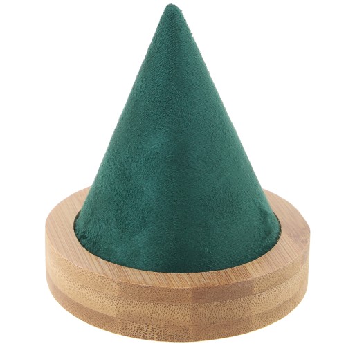 Porte bracelet en forme de cône 11x9.5 cm - Bambou - Suédine Vert x1