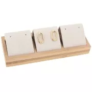 Porte boucles d'oreilles triple 16x6 cm - Bambou - Suédine Beige x1