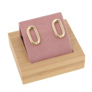 Porte boucles d'oreilles simple 7x5.5 cm - Bambou - Suédine Rose x1