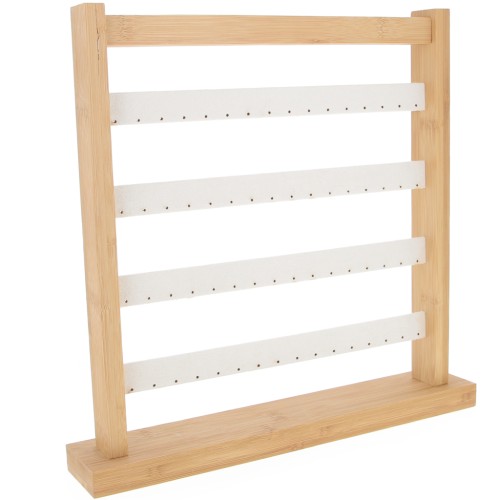 Porte bijoux - présentoir boucles d'oreilles - 33x30 cm Bambou - Suédine Beige x1