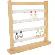 Porte bijoux - présentoir boucles d'oreilles - 33x30 cm Bambou - Suédine Beige x1