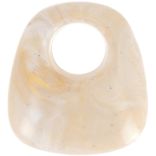 Pendentif trapèze en résine opaque 23x21 mm - Marbré beige x1