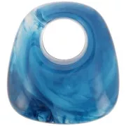 Pendentif trapèze en résine transparente 23x21 mm - Marbré Bleu x1