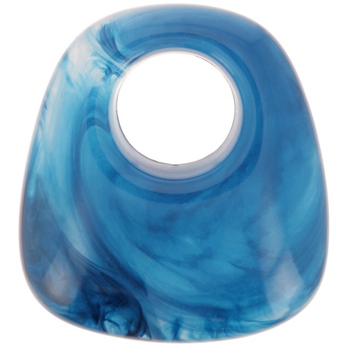 Pendentif trapèze en résine transparente 23x21 mm - Marbré Bleu x1
