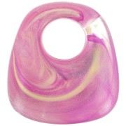 Pendentif trapèze en résine transparente pailleté 23x21 mm - Marbré Rose - Doré x1