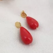 Perle poire en résine opaque 26x14 mm - Orange Fluo x1