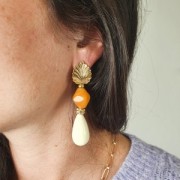 Perle poire en résine opaque 26x14 mm - Vert Fluo x1