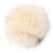 Pompon en fourrure synthétique 10 cm - Crème - Noir x1