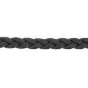 Lacet cuir tressé 5 mm - Noir x50cm