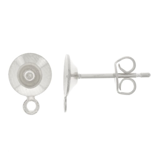Clous d'oreilles pour semi-percée 6 mm avec anneau fermé - Placage Argent fin x2