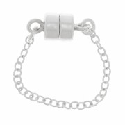 Fermoir aimanté 10x4 mm avec chainette Forçat limée  de sécurité 4 cm - Argent 925