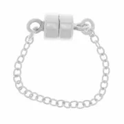 Fermoir aimanté 10x4 mm avec chainette Forçat limée  de sécurité 4 cm - Argent 925