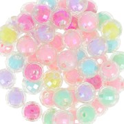 Assortiment de perles rondes facettées 10 mm - Transparent AB - Multi Pastel x10|raw }}