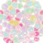 Assortiment de perles rondes facettées 8 mm - Transparent AB - Multi Pastel x15