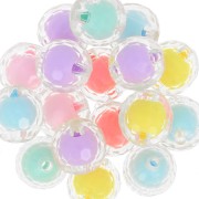 Assortiment perles rondes facettées 16 mm - Transparent - Multicolore Pastel x6|raw }}