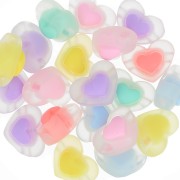 Assortiment de perles coeur dépoli 17x13 mm - Transparent - Multicolore Pastel x6|raw }}