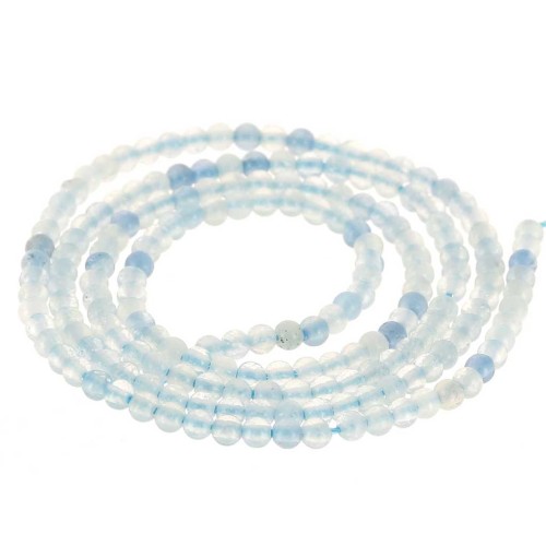 Perles rondes 2.5 mm pierre gemme - Aigue-marine x39cm