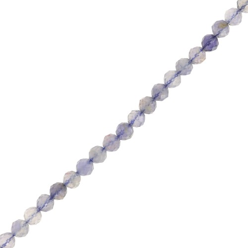 Perles rondes facettées 3 mm pierre gemme - Iolite x39cm