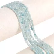 Perles rondes facettées 3 mm pierre gemme - Aigue-marine x38cm