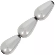 Perles nacrées Preciosa - Pearshape Pearl 15x8 mm - Dark Grey x5