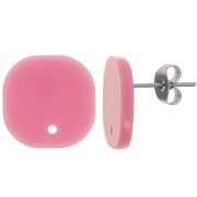 Clous d'oreilles carrés arrondis en acrylique opaque 15 mm - Vieux rose x2|raw }}