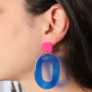 Clous d'oreilles carrés arrondis en acétate 15 mm - Marbré Multi-vert nacré x2