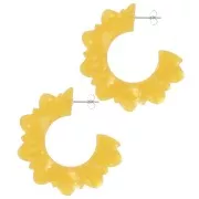 Créoles fleurs plates 49 mm en acétate - Tournesol nacré x2