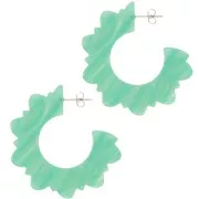 Créoles fleurs plates 49 mm en acétate - Marbré Multi-vert nacré x2