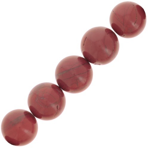 Perle ronde en pierre gemme 14 mm - Jaspe Poppy x1