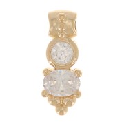 Pendentif avec oxydes de zirconium et petites boules 12x4 mm - Plaqué Or 3 microns