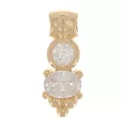 Pendentif avec oxydes de zirconium et petites boules 12x4 mm - Plaqué Or 3 microns