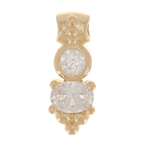 Pendentif avec oxydes de zirconium et petites boules 12x4 mm - Plaqué Or 3 microns
