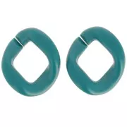 Maillon ovale torsadé en acrylique 39x34 mm - Opaque Bleu canard Satiné x1