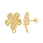 Clous d'oreilles fleur 18 mm avec anneau fermé - Doré à l'or fin x2|raw }}