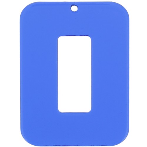 Pendentif rectangle évidé 40x30 mm en acrylique transparent - Bleu électrique x1