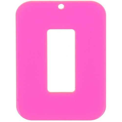 Pendentif rectangle évidé en acrylique transparent 40x30 mm - Rose - orange fluo