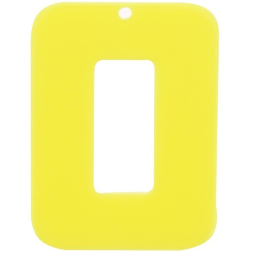 Pendentif rectangle évidé 40x30 mm en acrylique opaque - Jaune fluo x1