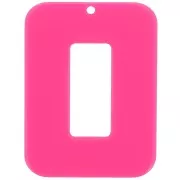 Pendentif rectangle évidé en acrylique opaque 40x30 mm - Fuchsia x1