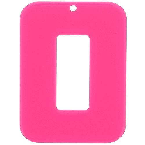 Pendentif rectangle évidé en acrylique opaque 40x30 mm - Fuchsia x1
