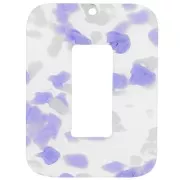 Pendentif rectangle évidé 40x30 mm en acétate - Terrazzo Violet - Blanc nacré x1