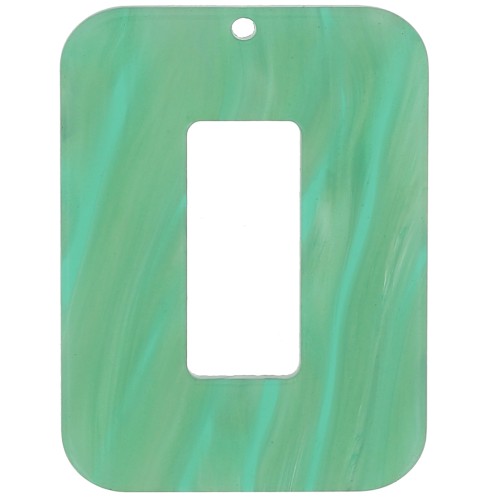 Pendentif rectangle évidé en acétate 40x30 mm - Marbré Multi-vert nacré x1