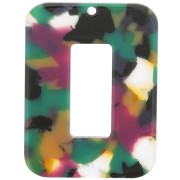 Pendentif rectangle évidé en acétate 40x30 mm - Ecaille de tortue Vert - Fuchsia|raw }}