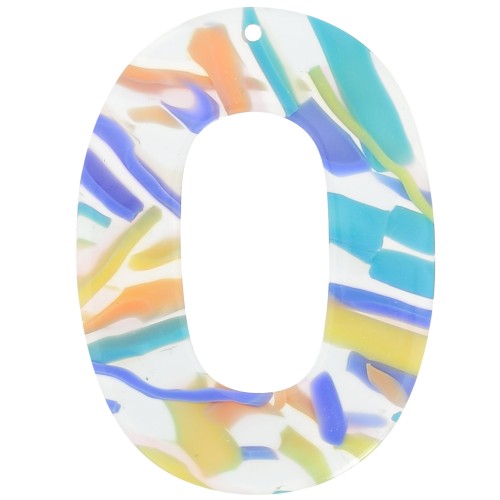 Pendentif ovale évidé en acétate 47x34 mm - Abstrait Violet - Saumon x1